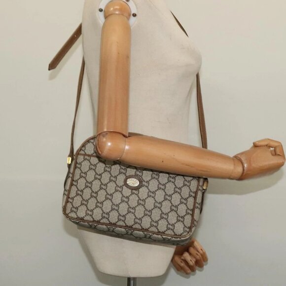 GUCCI GG Plus Supreme Shoulder Bag PVC Beige Gold Auth th6208 - Picture 3 of 16